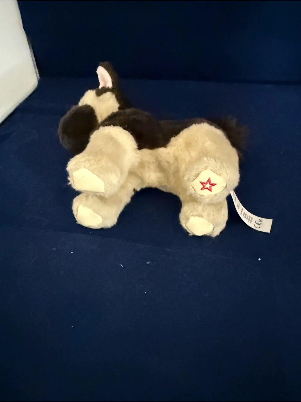 American Girl Brown and Cream Plush Puppy Toy with Pink Ears